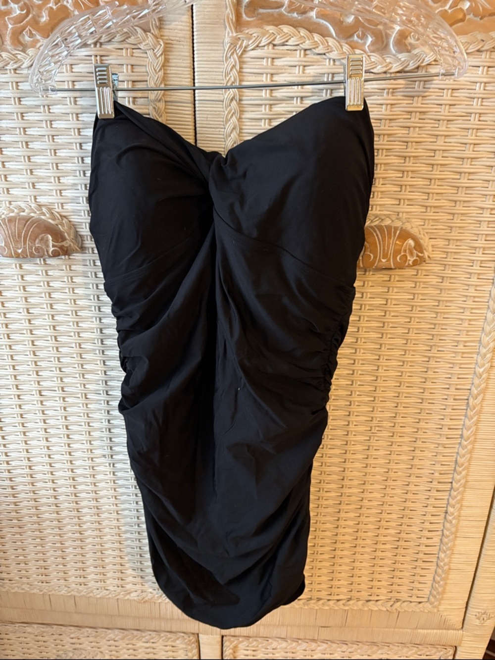 Old Navy Black Ruched Strapless One-Piece Swimsuit